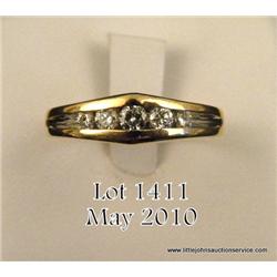 Gentleman's 14kt yellow gold, 6 grams, 5 full cut  diamonds, approx 0.50 carat. Est. $400-$800.