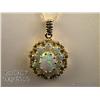 Image 2 : Attractive 10 karat yellow gold ladies pendant set  with 10 nice color opals and surrounded by 30  r