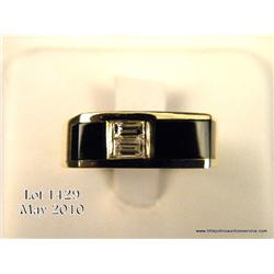 Gentleman's 14kt yellow gold, 9.5 grams, with 2  baguette cut diamonds approx .33 carat. $300-$600.