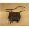 Image 1 : WW II era black military shoulder bag for  ammunition and documents, approx. 8” by 9” with  flap tha