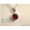 Image 2 : Elegant 14 karat white gold ladies pendant bezel  set with a center round red created ruby weighing 