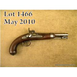 A Waters single shot Martial pistol converted to  percussion, .54 cal., 8-1/2” barrel, swivel  ramro