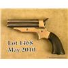 Sharps four-barrel derringer, brass frame, .30  cal., 3” iron barrels, checkered brown gutta  percha