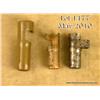 Lot of three Arisaka military rifle muzzle covers,  one steel, one brass and one plastic coated  met