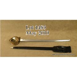 Reproduction of a US Naval Cutlass with leather  scabbard and frog; in overall excellent condition, 