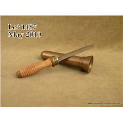 Collectible Diver’s knife, approx. 13” overall  with a 7” blade and a heavy brass cylindrical  “shea