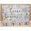 Image 1 : Home is Where Our Story Begins Wall Plaque w/ Key Hooks