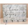 Image 2 : Home is Where Our Story Begins Wall Plaque w/ Key Hooks
