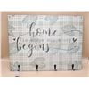 Image 3 : Home is Where Our Story Begins Wall Plaque w/ Key Hooks