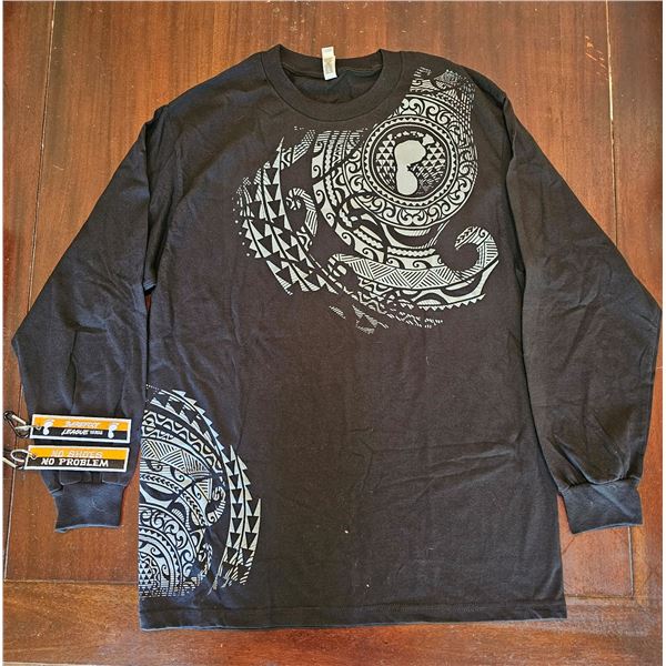 Barefoot League Hawaii Long Sleeve Shirt w/ Hawaiian Tribal Graphic Print
