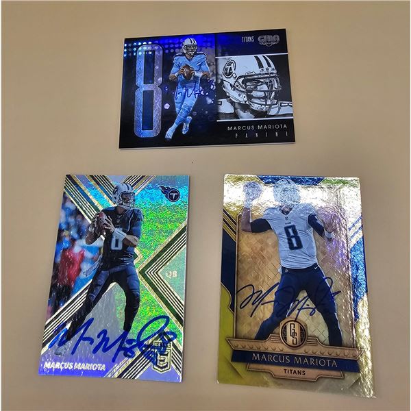 Qty 3 Marcus Mariota Tennessee Titans Trading Cards, 2 Autographed