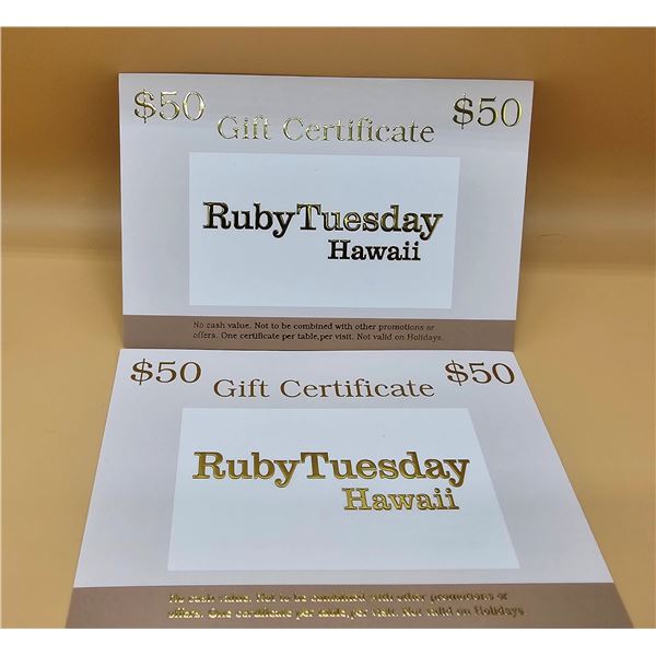 Ruby Tuesday Hawaii $50 Gift Certificate