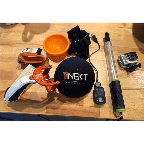 GoPro HERO4 Camera w/ KNEKT Trigger Handle, Remote, Head Mount, etc