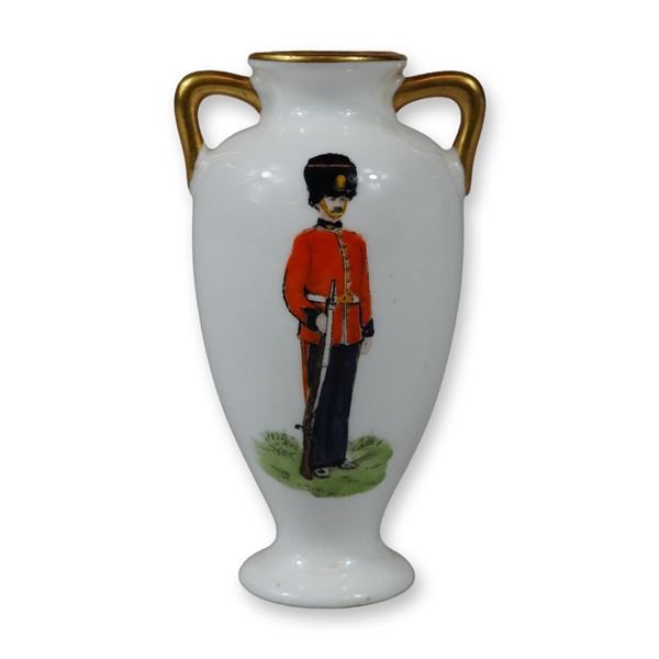 Wedgwood Porcelain Miniature Twin-Handled Vase Royal Welsh Fusiliers circa 1905