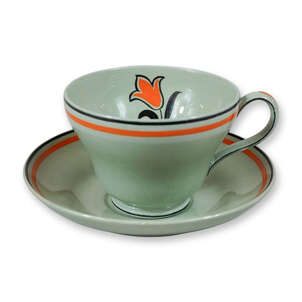 Wedgwood Art Deco Tulip Pattern Teacup and Saucer