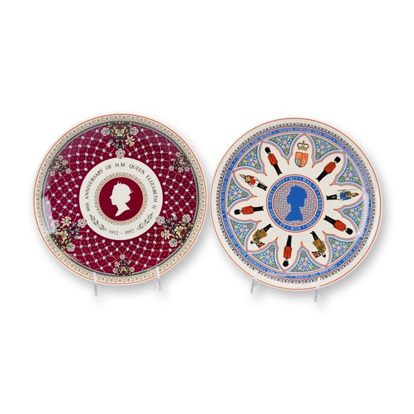 A Pair of Wedgwood Queen Elizabeth II Commemorative Plates, 1977 and 1992