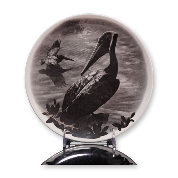 Wedgwood American Birds Black and White Bone China Trial Sample Plate