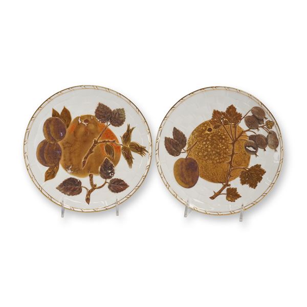 2pc Wedgwood Gilded Fruit Plates