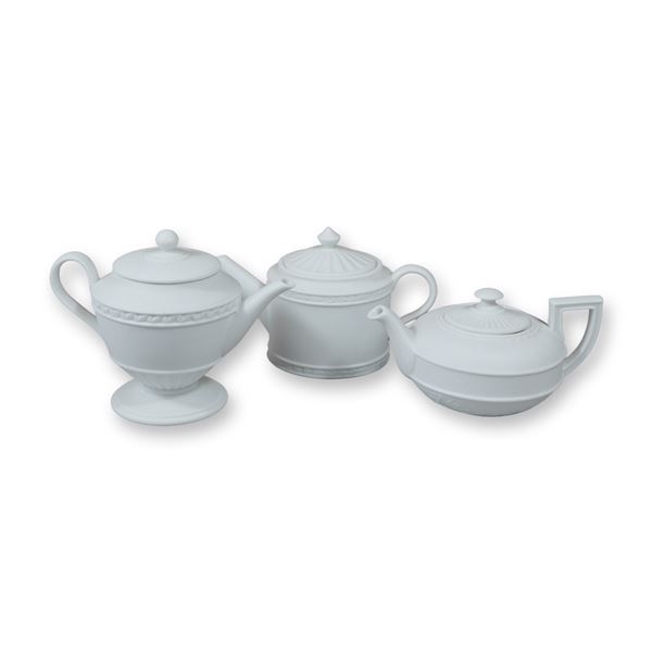 3pc Wedgwood Porcelain Miniature Lidded Teapot-Form Scented Candles