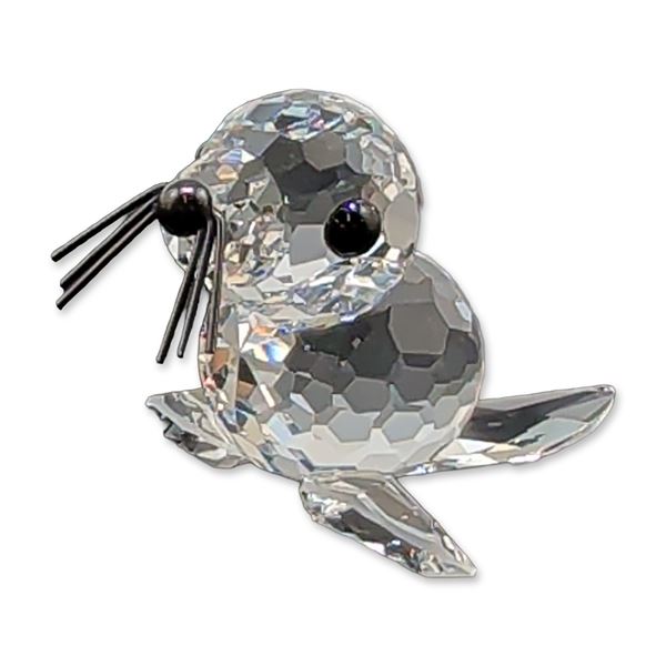 Swarovski Silver Crystal Figurine, Miniature Seal with Black Whiskers