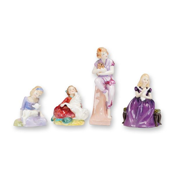 4pc Royal Doulton Figurines Lido Lady, Affection, Home Again, and Mary Had a Little Lamb