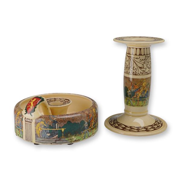 2pc Royal Doulton King Arthur's Knights Seriesware Candlesticks