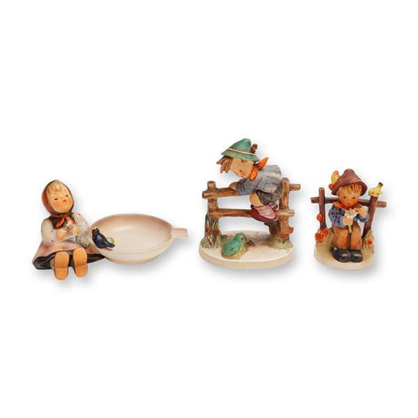 3pc Goebel Hummel Porcelain Figurines and Ashtray