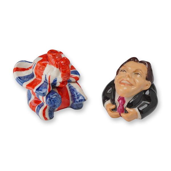 2pc Kevin Francis Ceramic Face Pots, British Theme