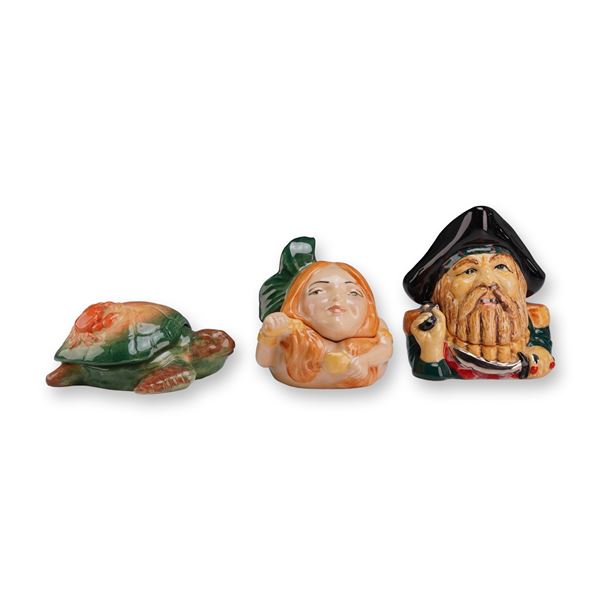 Three Kevin Francis Face Pot Trinket Boxes including Redbeard Prototype