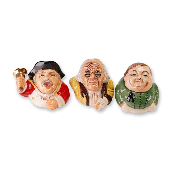 3pc Kevin Francis Ceramic Face Pots, Town Crier, Scrooge, and Fat Boy