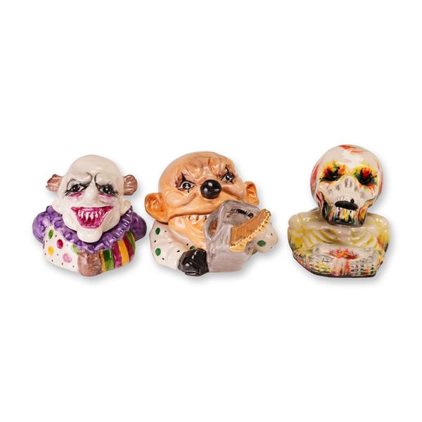 3pc Kevin Francis Face Pots, Prototype Chainsaw Clown, Clown, and Bones