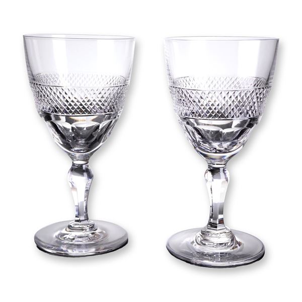 A Pair of Orrefors Rio Patern Cut Sherry Glasses