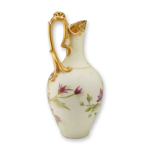 Limoges D and C Hand Painted Porcelain Floral Ewer