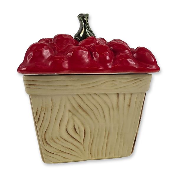 Vintage Ceramic Raspberry Crate Cookie Jar