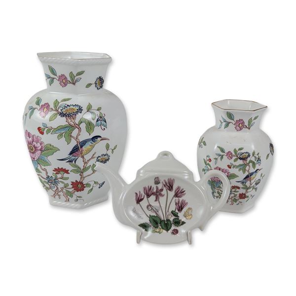 3pc Aynsley and Portmeirion Floral Porcelain Tablware