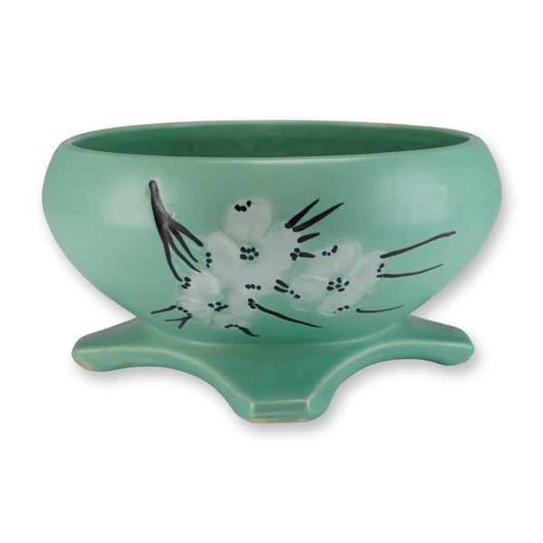 McCoy Springwood Pattern Footed Planter in Mint Green Glaze