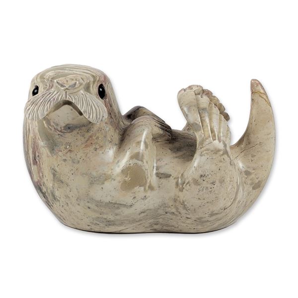 Eddie Lee Hand-carved Soap Stone Sea Otter Sculpture