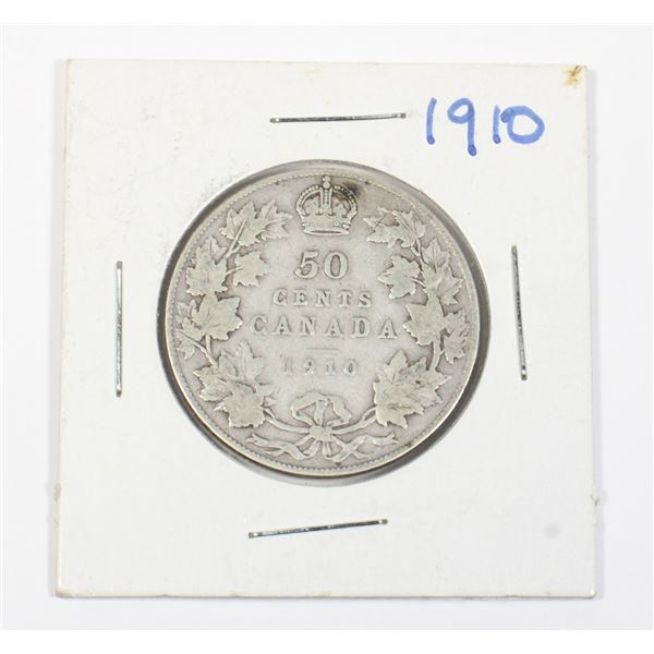 #41 1910 Fifty Cents Canada Silver Coin