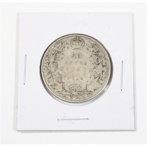 #42 WW1 1918 Fifty Cents Canada Silver Coin