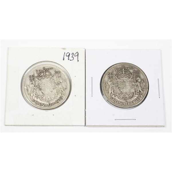 #43 WW2 1939 1940 Fifty Cents Canada Silver Coin