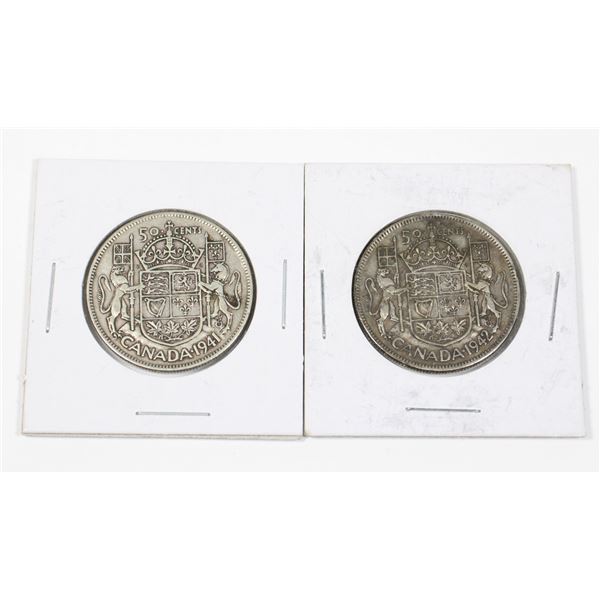 #44 WW2 1941 1942 Fifty Cents Canada Silver Coin