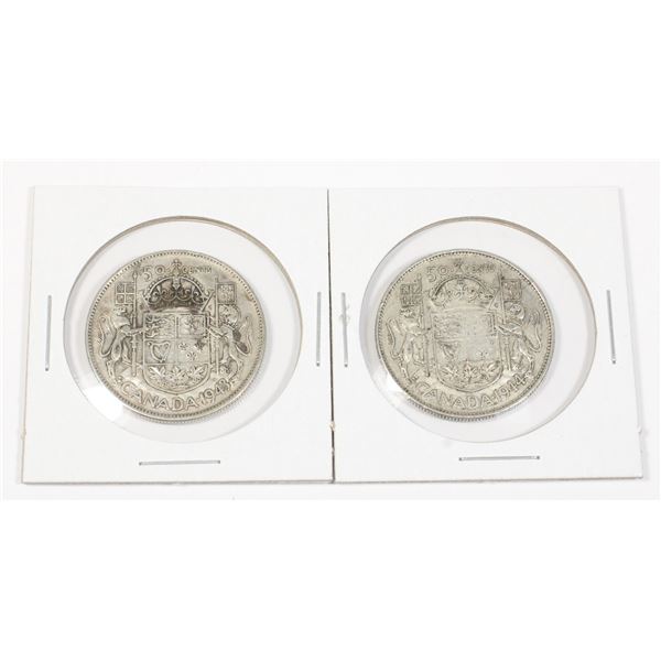 #45 WW2 1943 1944 Fifty Cents Canada Silver Coin