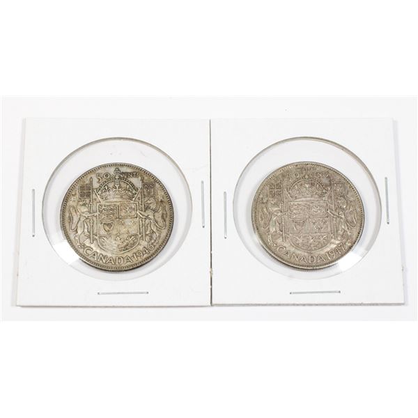 #46 Lot 1946 1947 Fifty Cents Canada Silver Coin