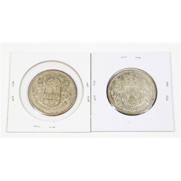#47 Lot 1957 1958 Fifty Cents Canada Silver Coin