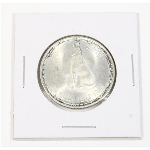 #49 1967 Fifty Cents Canada Silver Coin  Wolf