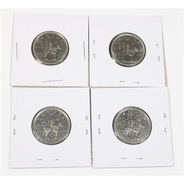 #56 1973 25 Cents Canada RCMP Quarter Lot of 4