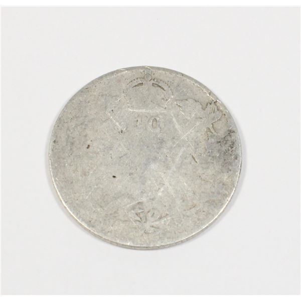 #57 1900's Worn Date 10 Cents Canada Silver Coin