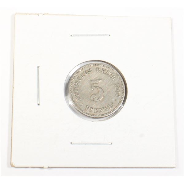#68 1901 Imperial Germany 5 Pfennig Coin