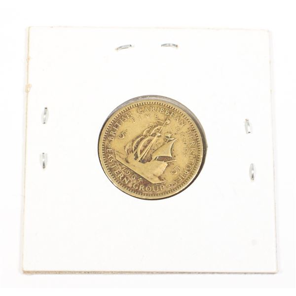 #74 1964 British Caribbean Territory 5 Cents Coin