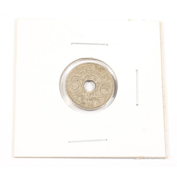 #75 1924 France 5 Centimes Coin